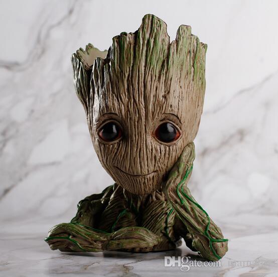 Groot Flower Pot Plant Tree Men Fairy Garden Pot Anime Movie Collection Action Figure Model PVC Kids Toys