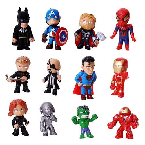 2019 8pcs/lot The Avengers Miniatures Marvel PVC Action Figures Spiderman Figurines Kids Toys hulk Captain America superman batman