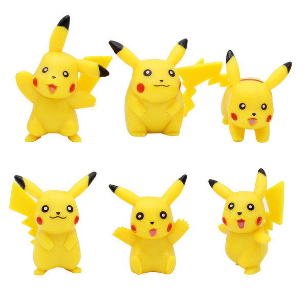 New 6pcs 3-5cm pikachu Figures Pock PVC Action Figure minifigures yellow Pikachu DIY Toys Dolls Free shipping in stock