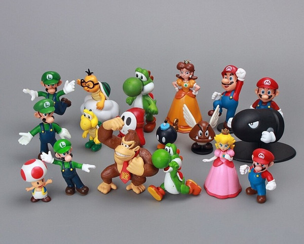 Super Mario Action Figures Building Blocks Kid Toy 18pcs/lot Toy Model Children Toys 161206