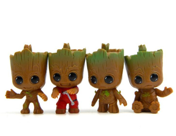 4 pcs per set Baby galaxy guardians action figure tree man funko pop groot car decoration