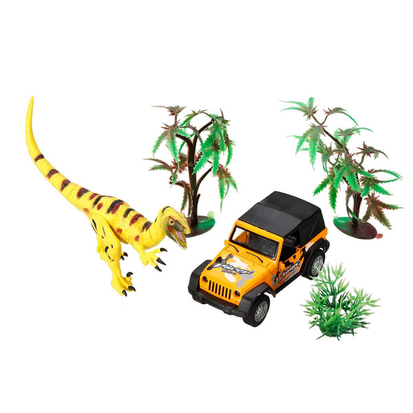 Dinosaur World Small Car Trailer Transporter Model Education Toy Set New Plastic Play Toys For Boys Kids Children gift