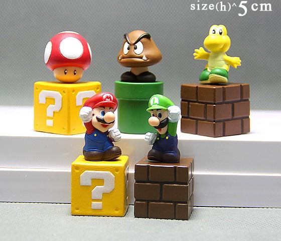 New 5pcs/set Cartoon Game Super Mario Bros Figure Mini Figurines Children Toys model dolls Cake pencil topper decor