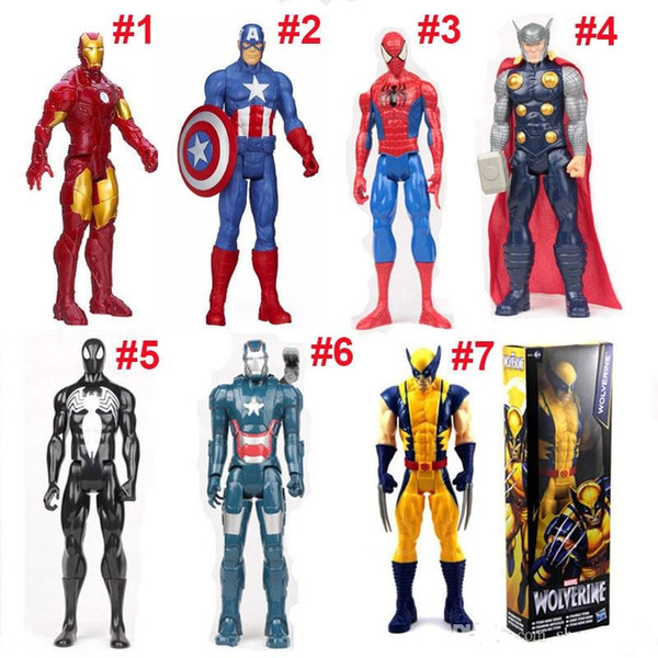 Large in stock The Avengers PVC Action Figures Marvel Heroes 30cm Iron Man Spiderman Captain America Ultron Wolverine Figure Toys