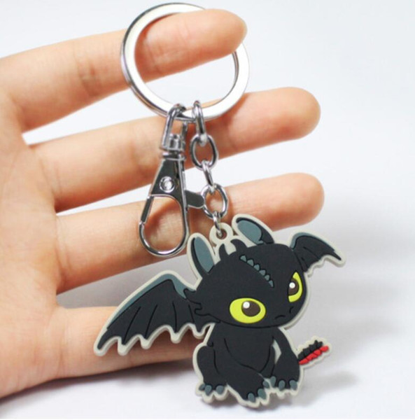 Toothless Keyring Night Fury Toothless jewelry hangings with soft glue keys around animation Flying Dragon Key Link