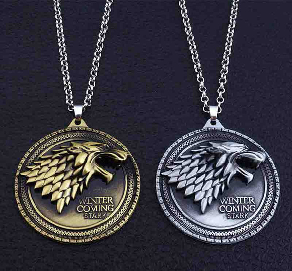 Game of Thrones necklace House Stark Winter Is Coming Metal Family Crest pendant jewelry souvenirs gift Maxi Wolf Punk Men