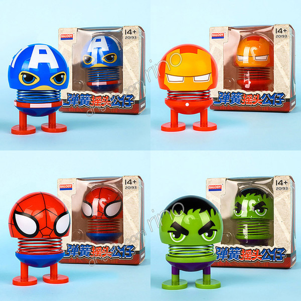 Marvel The Avenger Car Interior Decorations Action Figures Q version Cute kids Toys Doll Iron Man Spiderman Captain America Ornaments Gifts