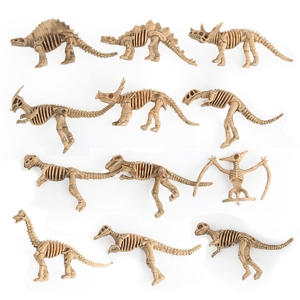 12Pcs/SET Plastic Simulation Dinosaurs Skeleton Model Set Mini Dinosaur Model Figures Kids Educational Toys Party Favors Home Decor T2I389