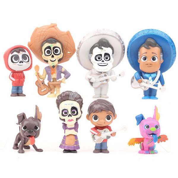 2018 new 8pcs/lot Movie Coco Pixar Miguel Riveras 5-9cm Characters Figure Toys Collectors Miguel Ernesto de la Cruz Hector Toy B001