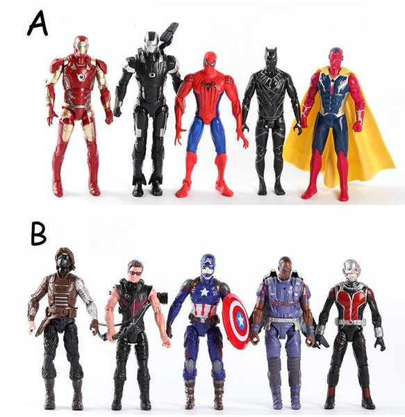 Avengers Action Figures Toys 5 pieces/lot 16cm Iron Man Black Panther PVC Model Toys Kids Toys 16cm KKA5033