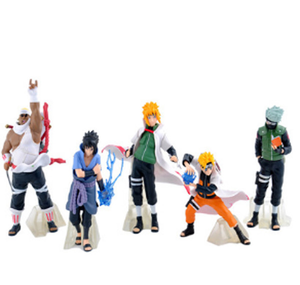 10-15cm Japanese Anime Figures Naruto Hatake Kakashi/ Uchiha Sasuke/ Yondaime Hokage Action Figures Toys for children 5pcs/lot