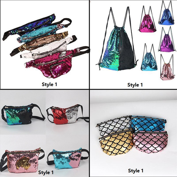 Mermaid Bag Crossbody Hand Bags Comestic Makeup Bag Sequins Waist Bag Drawstring Backpack for Party Christmas Gift OTH797