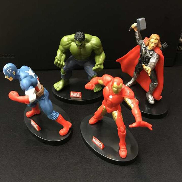 4pcs/set Avengers Alliance Action Figures Thor Hulk Iron Man Superman Superhero PVC Model Kid Gift Toy