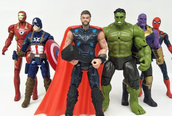 6 pcs 1set Avengers 3 Infinity War Figure toys Thanos Iron Man Captain America Hulk Thor Joint Movable Action Figure Toy doll