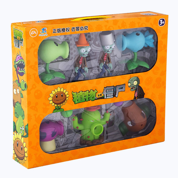 Plants vs Zombies Action Figure Toys Shooting Dolls Peashooter Coconut Cannon Conehead Zombie 7-in-1 Set in Gift Box