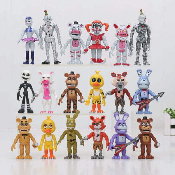 FNAF Five Nights At Freddy 's Action Figures Nightmare Fredbear Golden Freddy Foxy Puppet Gold Models PVC Toys Collectibles Decorations 10cm