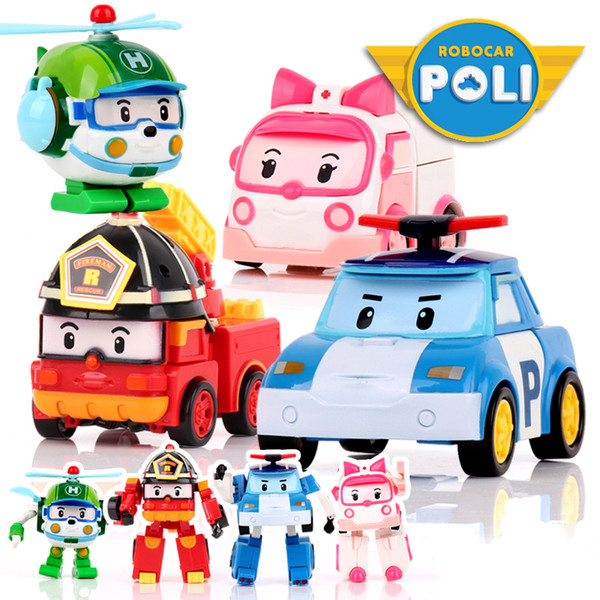 4pcs/Set Robocar Poli Korea kids Toys Robot Transformation Anime Action Figure Toys For Children