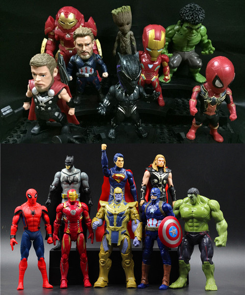 Lot 8pcs Marvel Avengers 3 Infinity War Action Figure set Spiderman Thanos Thor Ironman Hulk Batman Black Panther Captain America Groot Toy