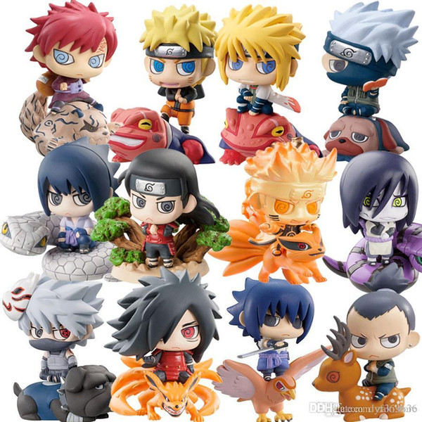 6pcs/set Naruto Sasuke Uzumaki Kakashi Gaara Action With Mounts Figures Japan Anime Collections Gifts Toys