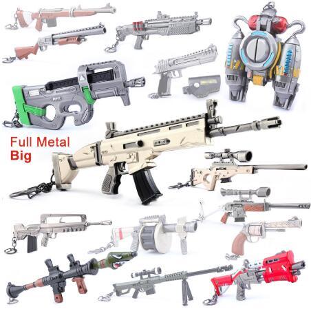 Kids Christmas Gifts Toy Fortnight Battle Royale Action Figure FORTRESS Gun Model Alloy Weapons FORTNIGHT Keychain Fort Night