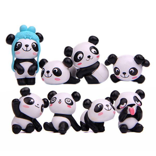 8pcs/lot Zakka Giant Panda Playful Version Model PVC Figures Toys DIY Micro Landscape Decoration Toys Model Christmas Gift B001