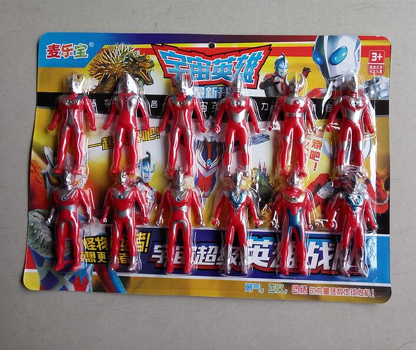 Spot genuine Japanese film and television Q version dolls Superman Ultraman plastic action map 12pcs / lot toys doll factory direct