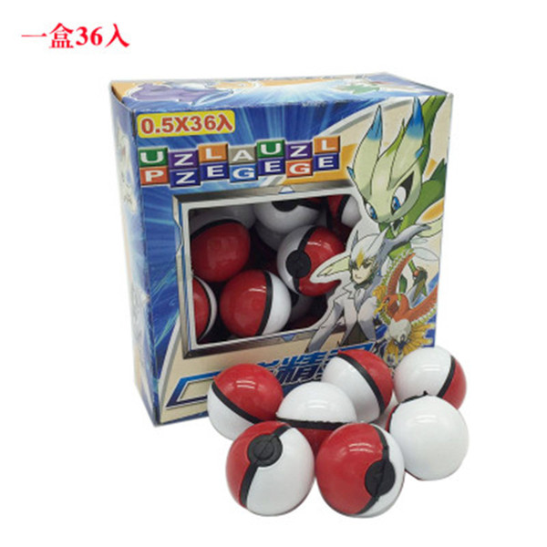 Pikachu Anime Cartoon Mini Ball with Doll Card Stickers Crystal Pet PokeBall ABS Classic Pvc Ball Toys Magic Baby Figures Ball 36Pieces/Lot