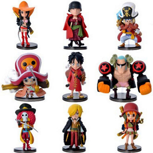 Good quality 9 PCS Set One Piece Office model decoration Action Figures PVC Anime Toys Japanese Cartoon Doll Toys Free Shipping