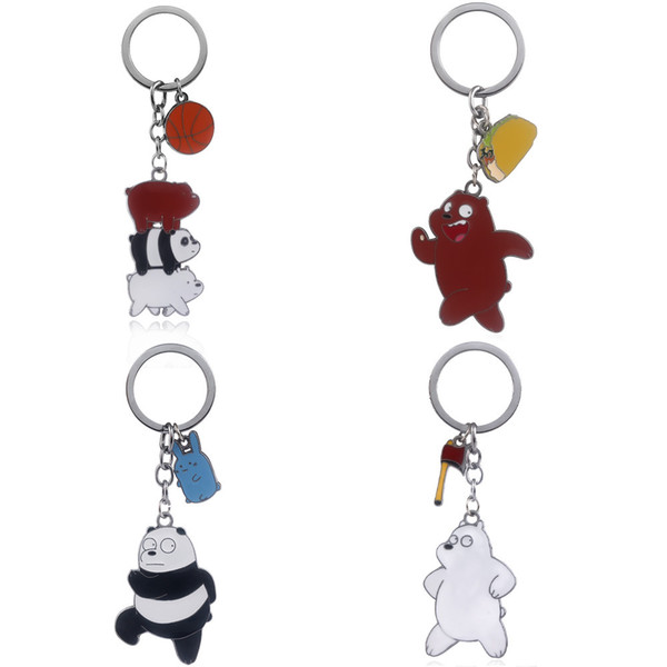 We Bare Bears Keychain Cartoon Cute Metal Key Buckle For Men Women Action Figures Toy Key Ring Popular