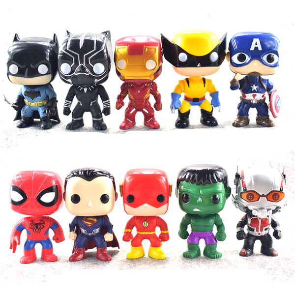 FUNKO POP 10pcs/set DC Justice action figures League & Marvel Avengers Super Hero Characters Model Vinyl Action & Toy Figures for Children