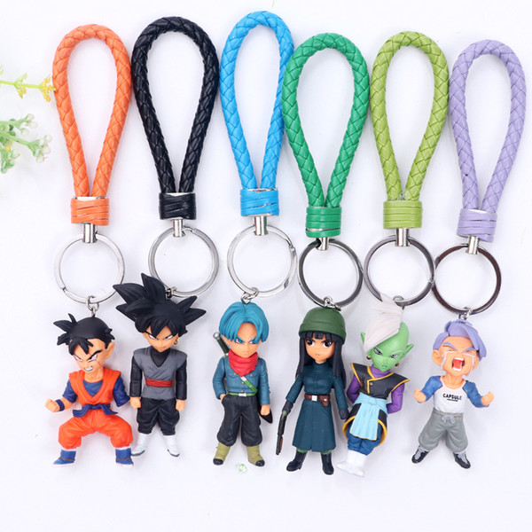 6 Style Dragon Ball Z Key ring toy PVC Kuririn Vegeta Goku SON Gohan Piccolo Freeza Beerus model Action Figures Keychain kids toys C