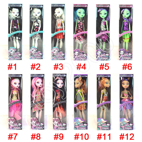 12 Design Halloween Monster Fun High Dolls action figures Monster Draculaura Hight Moveable Joint Best Gift Fashion Dolls for kids toys