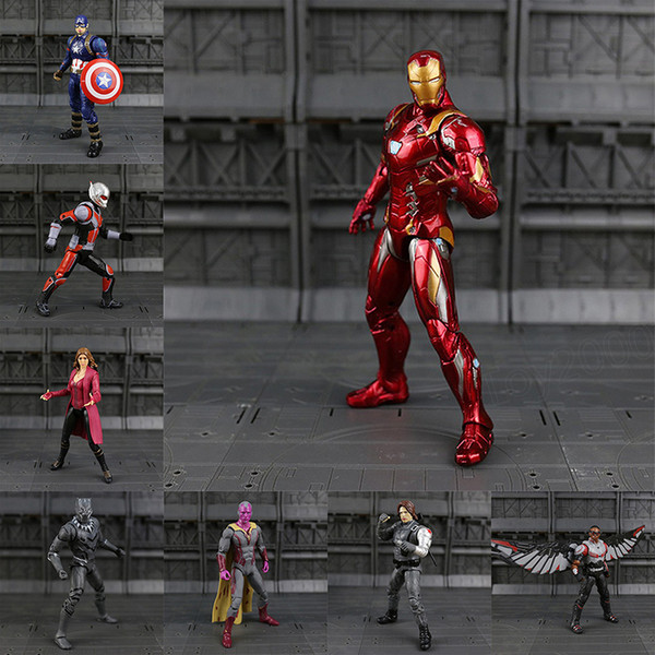 The Avengers Iron Man Captain America Black Panther Winter Soldier Ant-Man Falcon Scarlet Witch Vision Hawkeye Action Figure Model kids toys