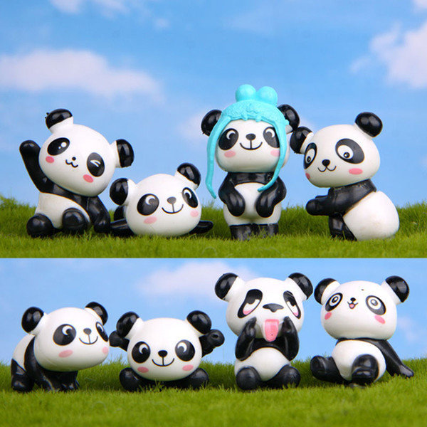 8pcs/lot Zakka Giant Panda Playful Version Model PVC Figures Toys DIY Micro Landscape Decoration Toys Model Christmas Gift kids toys