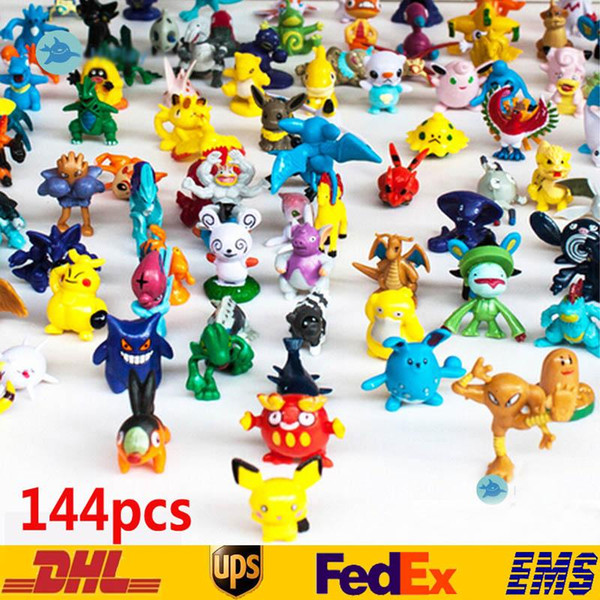 144 PCS Monster Pikachu Toys PVC Cartoon Cosplay Movies Action Figure Decoration Doll Toys Children Kids toys Gifts 3CM SZ-T02