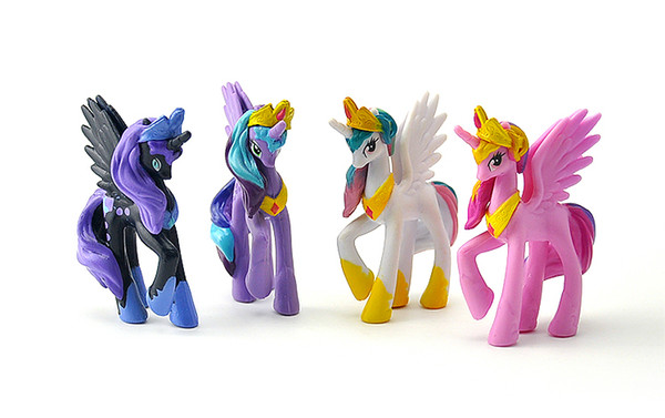 4pcs/Lot Anime Kawaii Action Figures Cartoon Unicorn Pets Horse Best Kids Toys Christmas Little Gift