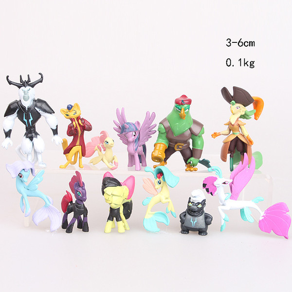 12pcs/set 2018 new Anime Cartoon Unicorn Pet Horse Mini PVC Action Figures 3-6cm Toys Collectible Kids Toy Gift