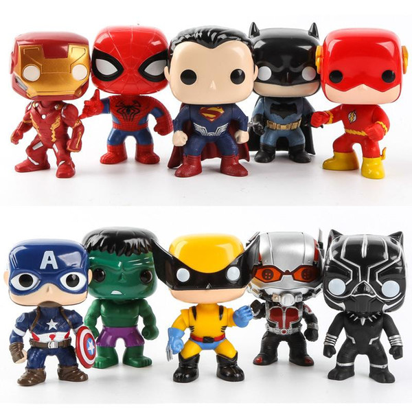 FUNKO POP 10pcs/set DC Justice action figures League & Marvel Avengers Super Hero Characters Model Vinyl Action & Toy Figures for Children