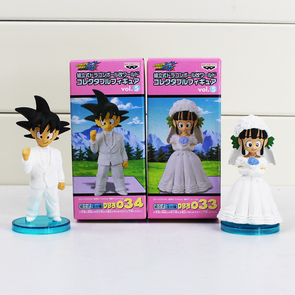 DRAGON BALL Son Goku ChiChi Wedding scene PVC Dolls Toys Movie WCF DWC7 Action Figure Free shipping