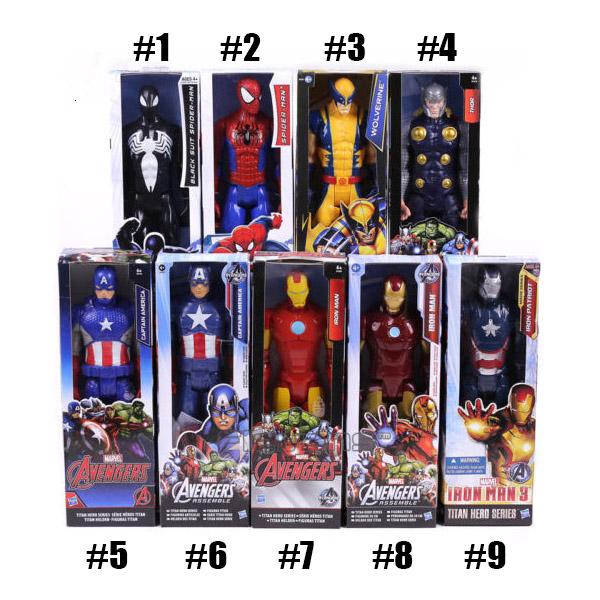 The Avengers PVC Action Figures Marvel Heros 30cm Iron Man Spiderman Captain America Ultron Wolverine Figure Toys