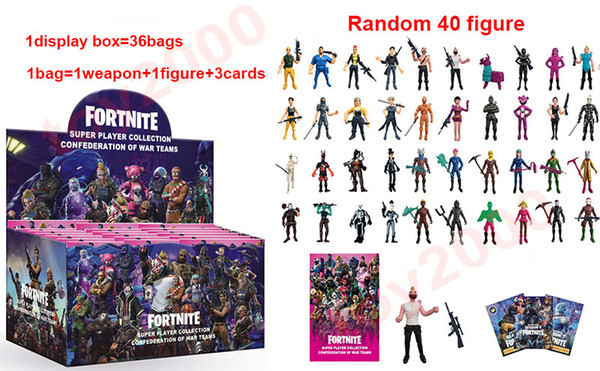 77types Action Figure Cartoon Fortnite Plastic Doll toys kids 11cm-13cm 4.5inch game llama skeleton role Child Toy with display box =36bags