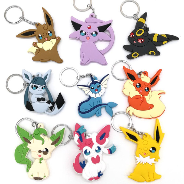 Top New 9 Styles Umbreon Sylveon Eevee Vaporeon Flareon Espeon Leafeon Glaceon Jolteon Anime Collectible Pendants Gifts Keyrings