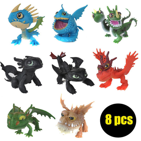 8 pcs/Lot Figures How To Train Your Dragon Figure Toys Hiccup Toothless Skull Gronckle Deadly Nadder Night Fury Dragon Figures