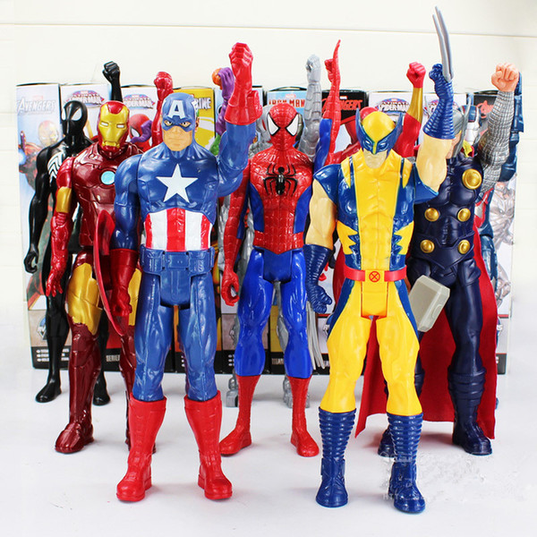 Avengers PVC Action Figures Marvel Heros 30cm Iron Man Spiderman Captain America Ultron Wolverine Figure Toys OOA1340