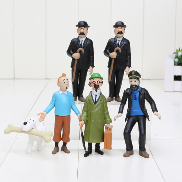 6pcs/set 4-8cm The Adventures of Tintin PVC Action Figures Collectible Model Toy Dolls Baby Gifts