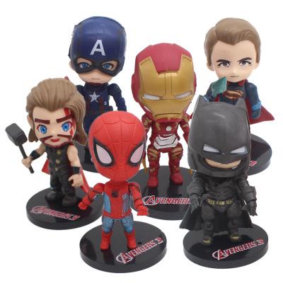 6styles avenger action figures for kids cute Iron man spider man cake decorations movie and video cartoon figures baby kids toys