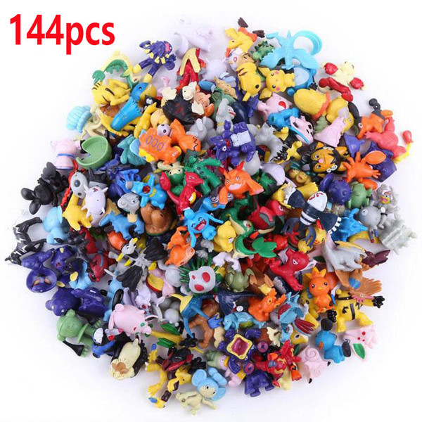 144pcs Styles mixed fashion Figures toys Monster Pikachu Action Figures Multicolor 2-3CM 24 pcs/bag.