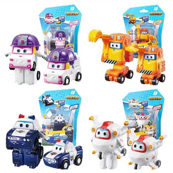 wholesale 4PCS/set Mini Super Wings Deformation Mini Airplane ABS Robot toy Action Figures Super Wing ZOEY/SCOOP Transformation toys