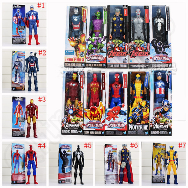 Avengers PVC Action Figures Marvel Heros 30cm Iron Man Spiderman Captain America Ultron Wolverine Figure Toys 20pcs OOA1340