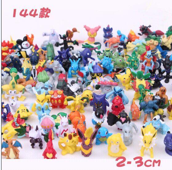 144pcs/bag Pocket Monster Pikachu Charmander Souirele Bulbasaur Animal Toys Doll Action Figures 2-3cm Free Shipping